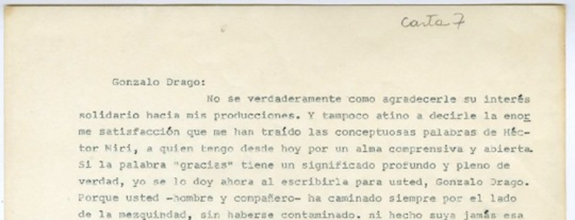 [Carta] 1937 diciembre 27, Rancagüa, Chile [a] Gonzalo Drago  [manuscrito] Oscar Castro.