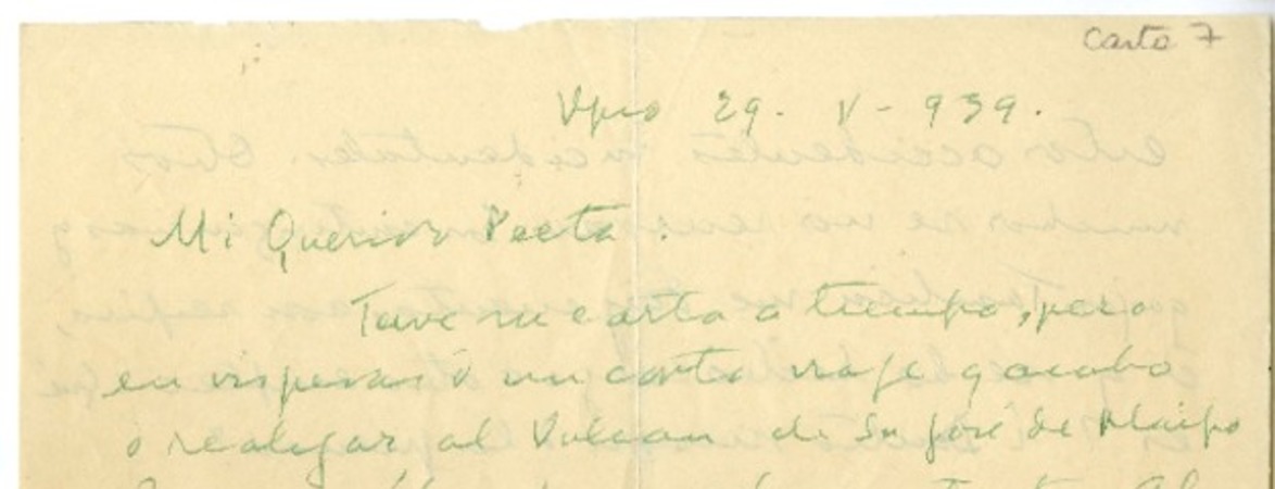 [Carta] 1939 febrero 29, Valparaíso, Chile [a] Oscar Castro  [manuscrito] Augusto D'Halmar.