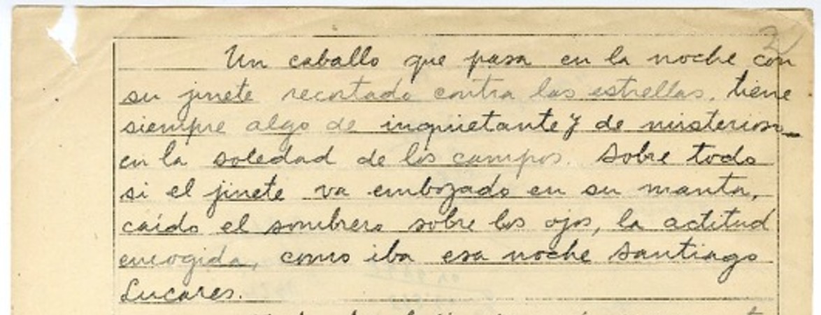 [Un caballo que pasa en la noche...]  [manuscrito] Oscar Castro.