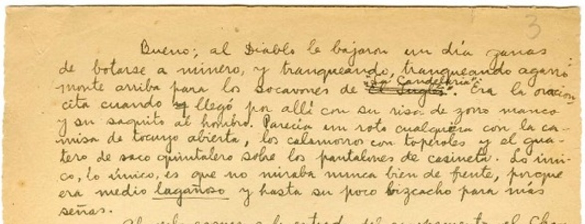 [Bueno al diablo le bajaron un día ganas de botarse a minero...]  [manuscrito] [Oscar Castro].