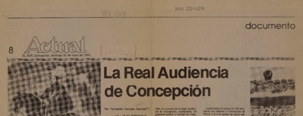 La Real Audiencia de Concepción  [artículo] Fernando Campos Harriet.