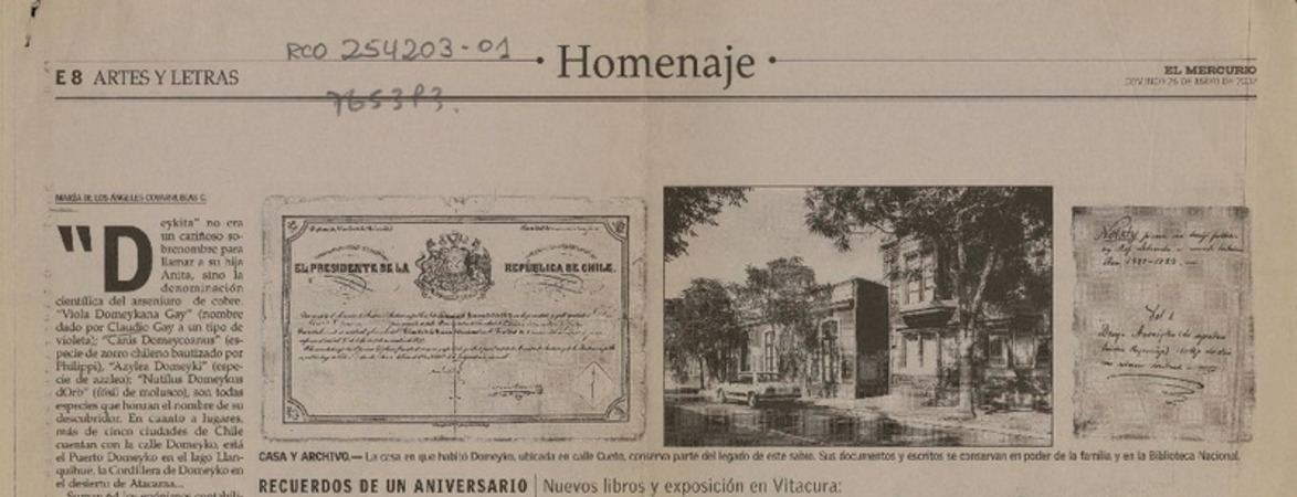 Domeyko el Sabio  [artículo] María de los Angeles Covarrubias.