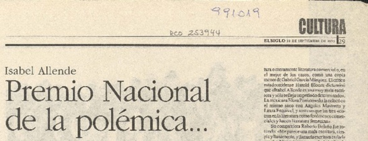 Premio Nacional de la polémica --  [artículo] Fernando Barraza.