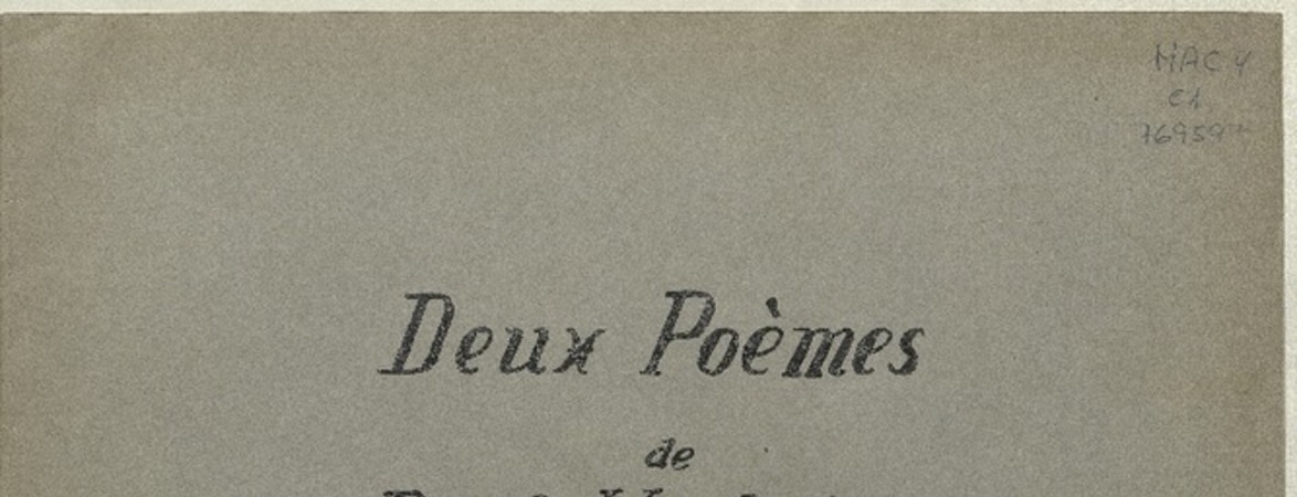 Deux poèmes de Paul Verlaine  [música] : musique de Carmela Mackenna.