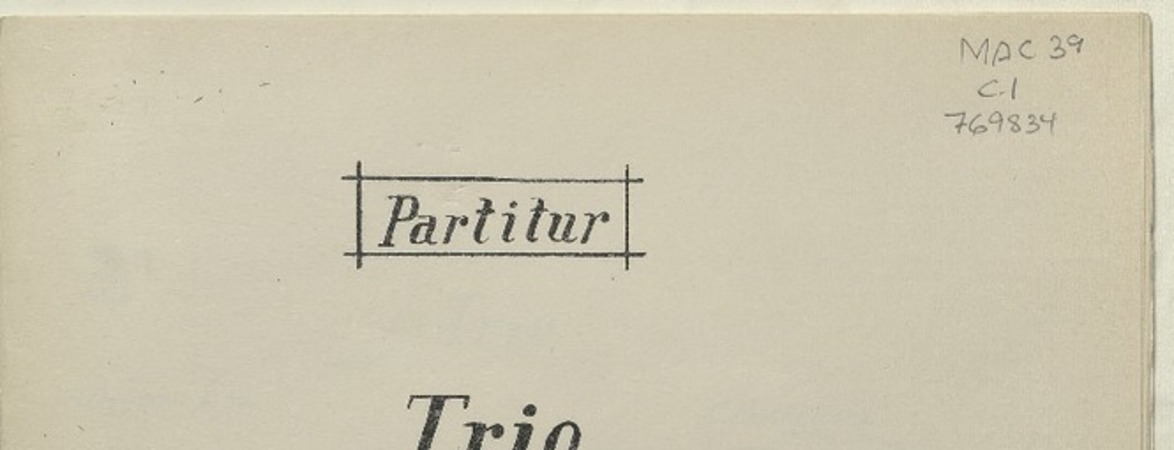 Partitur Trio für violine, viola und cello [música] : von Carmela Mackenna.