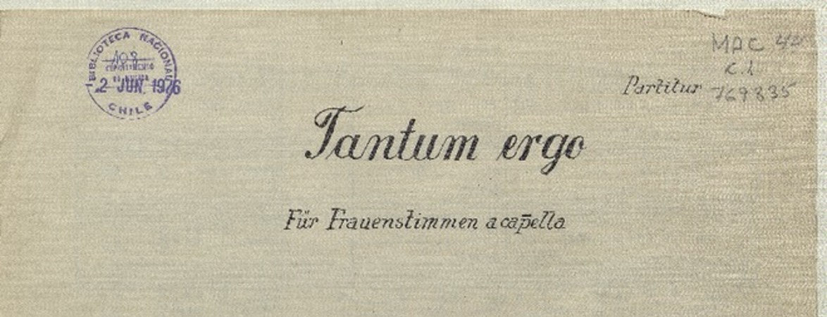 Partitur Tantum ergo für Frauenstimmen a capella [música] : C. Mackenna.