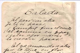 Balada ; Una carta Balada ; Una carta