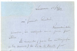[Carta], 1913 jun. 15 Italia <a> Rubén Darío