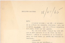 [Carta], 1965 jun. 12 Santiago, Chile <a>Raúl Silva Castro