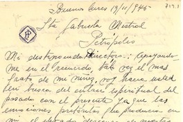 [Carta] 1945 nov. 19, Buenos Aires, [Argentina] [a] Gabriela Mistral, Petrópolis, [Brasil]