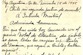 [Carta] 1945 nov. 15, Buenos Aires, [Argentina] [a] Gabriela Mistral