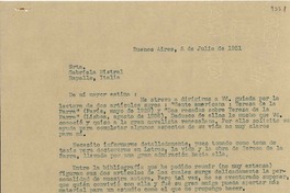 [Carta] 1951 jul. 5, Buenos Aires, Argentina [a] Gabriela Mistral, Rapallo, Italia