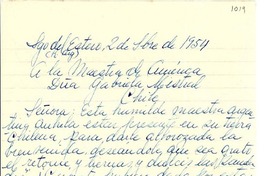 [Carta] 1954 sept. 2, Santiago del Estero, [Argentina] [a] Gabriela Mistral, Chile