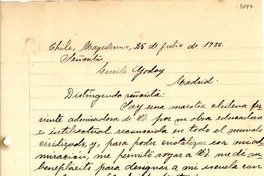 [Carta] 1933 jul. 25, Mayulermo, Chillán, Chile [a] Gabriela Mistral, Madrid, [España]