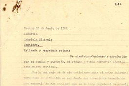 [Carta] 1938 jun. 25, Osorno [a] Gabriela Mistral, Santiago