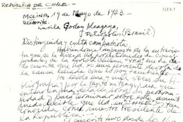 [Carta] 1943 mayo 19, Molina, Chile [a] Lucila Godoy Alcayaga, Petrópolis, Brasil