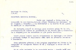 [Carta] 1944 mayo 2, Santiago, Chile [a] Gabriela Mistral
