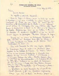 [Carta] 1944 mayo 12, Santiago, Chile [a] Gabriela Mistral