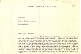 [Carta] 1944 jun. 6, Santiago, Chile [a] Lucila Godoy Alcayaga, Petrópolis