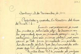 [Carta] 1944 nov. 3, Santiago, [Chile] [a] [Gabriela Mistral]
