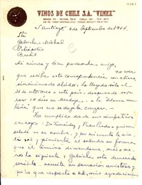 [Carta] 1944 sep. 4, Santiago [a] Gabriela Mistral, Petrópolis
