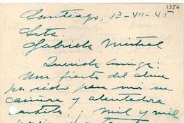 [Carta] 1945 jul. 1, Santiago, [Chile] [a] Gabriela Mistral