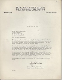 [Carta] 1955 jul. 6, [New York, EE.UU.] [a] Gabriela Mistral, Roslyn Harbor, [EE.UU.]