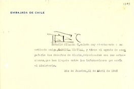 [Carta] 1945 abr. 11, Río de Janeiro [a] Gabriela Mistral
