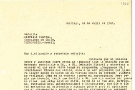 [Carta] 1945 jul. 24, Santiago, Chile [a] Gabriela Mistral, Petrópolis