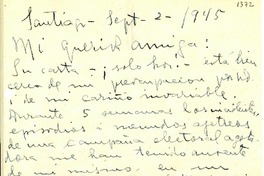 [Carta] 1945 sept. 2, Santiago, [Chile] [a] [Gabriela Mistral]