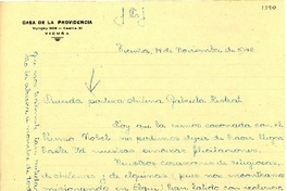 [Carta] 1945 nov. 14, Vicuña [a] Gabriela Mistral