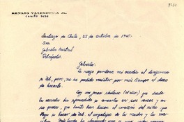 [Carta] 1945 oct. 25, Santiago, Chile [a] Gabriela Mistral, Petrópolis, [Brasil]