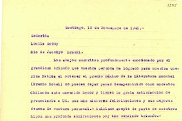 [Carta] 1945 nov. 15, Santiago [a] Lucila Godoy, Río de Janeiro