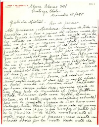 [Carta] 1945 nov. 15, Santiago [a] Gabriela Mistral