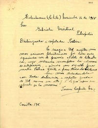 [Carta] 1945 nov. 16, Talcahuano [a] Gabriela Mistral, Petrópolis
