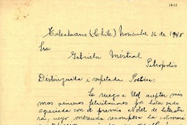 [Carta] 1945 nov. 16, Talcahuano [a] Gabriela Mistral, Petrópolis