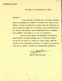 [Carta] 1945 nov. 16, Santiago, [Chile] [a] Gabriela [Mistral]