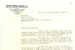 [Carta] 1945 nov. 16, La Paz, [Bolivia] [a] Señorita Lucila Godoy, Cónsul de Chile, Río de Janeiro, (Rep. del Brasil)
