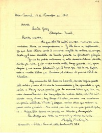 [Carta] 1945 nov. 17, Coronel, Chile [a] Lucila Godoy, Petrópolis, Brasil