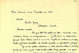 [Carta] 1945 nov. 17, Coronel, Chile [a] Lucila Godoy, Petrópolis, Brasil