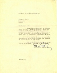 [Carta] 1945 nov. 16, Santiago, [Chile] [a] Gabriela Mistral, Petrópolis