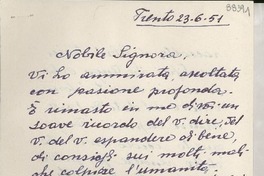 [Carta] 1951 jun. 23, Trento, [Italia] [a] [Gabriela Mistral]