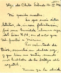 [Carta] 1945 nov. 16, Santiago, [Chile] [a] Gabriela Mistral