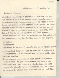 [Carta] 1952 apr. 27, Pontelandolfo, [Italia] [a] [Gabriela Mistral]