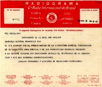 [Telegrama] 1945 nov. 15, Santiago, Chile [a] Gabriela Mistral, Río de Janeiro, Brasil