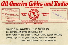 [Telegrama] 1945 nov. 16, Coquimbo [a] Gabriela Mistral, Petrópolis