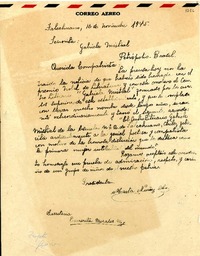 [Carta] 1945 nov. 16, Talcahuano, [Chile] [a] Gabriela Mistral, Petrópolis