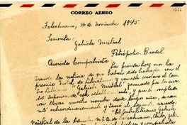 [Carta] 1945 nov. 16, Talcahuano, [Chile] [a] Gabriela Mistral, Petrópolis