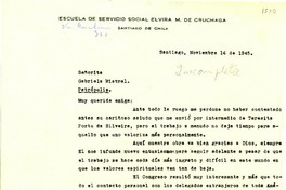 [Carta] 1945 nov. 16, Santiago [a] Gabriela Mistral, Petrópolis