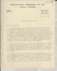 [Carta] 1945 nov. 27, Londres, [Inglaterra] [a] Gabriela Mistral